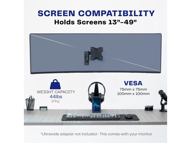 Full Motion 13' to 49' Ultrawide Monitor Wall Mount