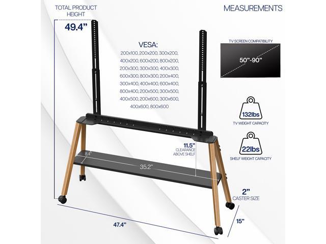 VIVO Rolling Easel Studio TV Floor Stand with Shelf, Fits 50' to 90' Screens