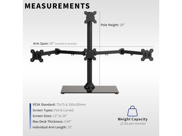 VIVO Steel Quad Freestanding 3 + 1 Monitor Mount 4 Screens up to 24'
