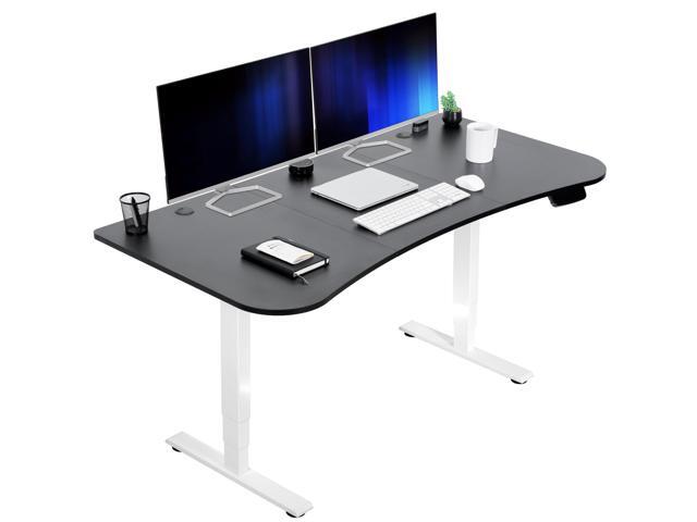 VIVO Black / White Electric Height Adjustable Stand Up Desk Frame with Top