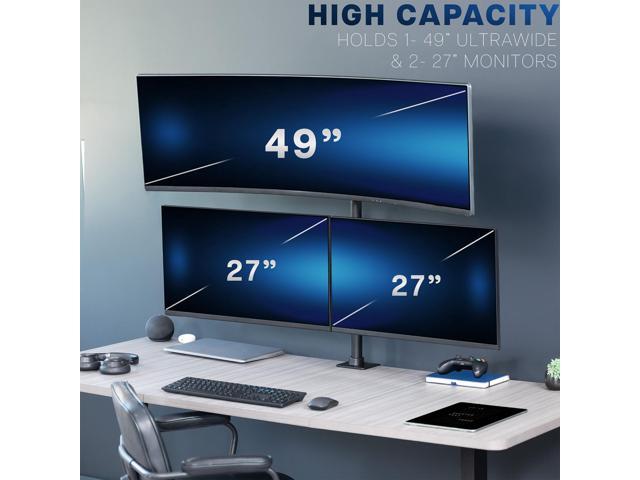 VIVO Triple Computer Monitor Desk Mount, 1 Ultrawide to 49', 2 Standard to 27'