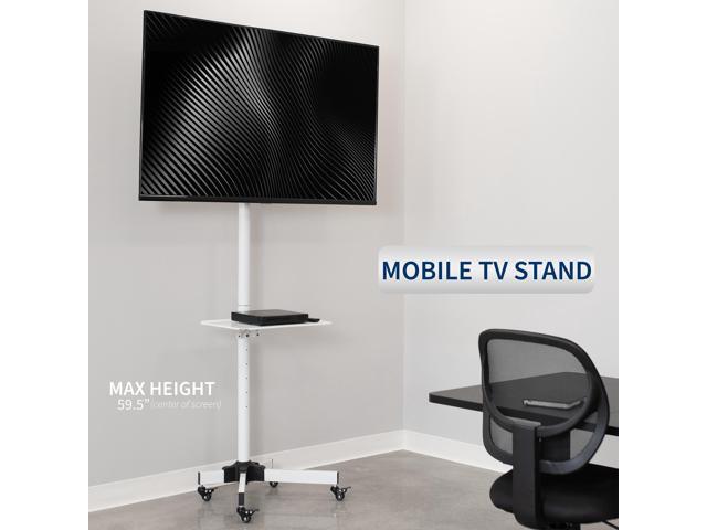 VIVO White Mobile TV Cart for 13' to 60' LCD LED Flat Panel Stand with Wheels