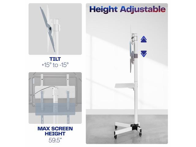 VIVO White Mobile TV Cart for 13' to 60' LCD LED Flat Panel Stand with Wheels