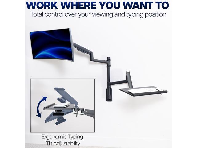 VIVO Pneumatic Ultrawide Monitor Wall Mount + Keyboard Tray, Up to 49' Screens