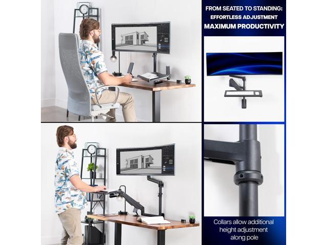 VIVO Pneumatic Ultrawide Monitor Wall Mount + Keyboard Tray, Up to 49' Screens