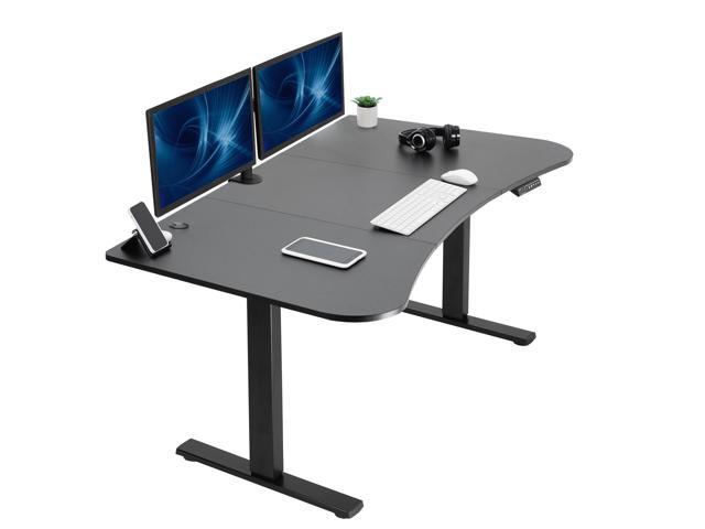 VIVO Electric 63 x 32 Stand Up Desk, Black 3 Part Table Top, Black Frame