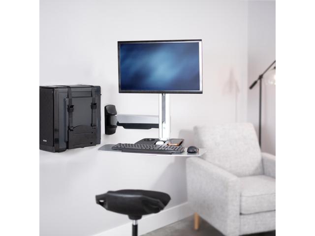 Single Monitor & Keyboard Sit-Stand Wall Mount Standing Transition Workstation