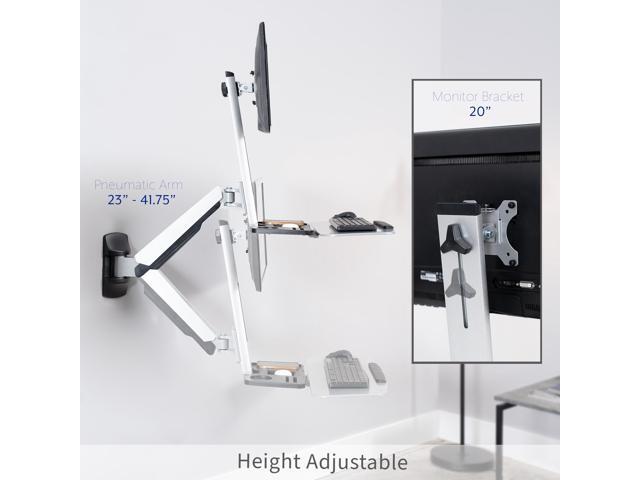 Single Monitor & Keyboard Sit-Stand Wall Mount Standing Transition Workstation