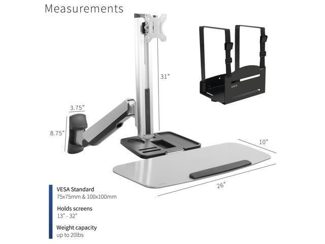 Single Monitor & Keyboard Sit-Stand Wall Mount Standing Transition Workstation