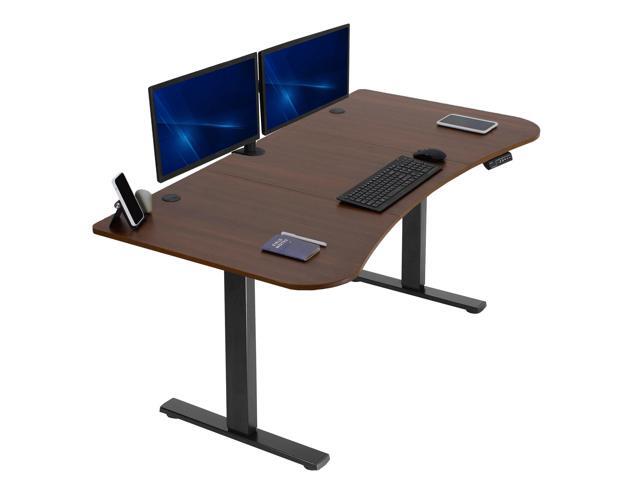 VIVO Electric 63 x 32 Stand Up Desk, Dark Walnut Table Top, Black Frame