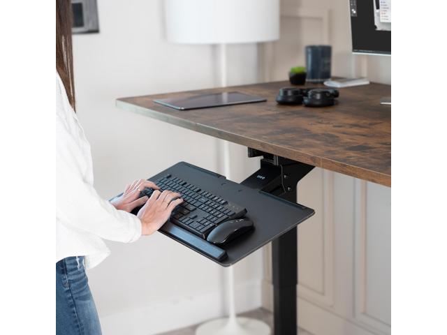 VIVO Adjustable Keyboard Mouse Tray Deluxe Rolling Track Under Table Desk Mount