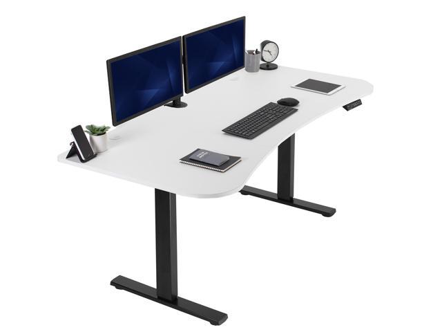 VIVO Electric 63 x 32 Stand Up Desk, White Table Top, Black Frame