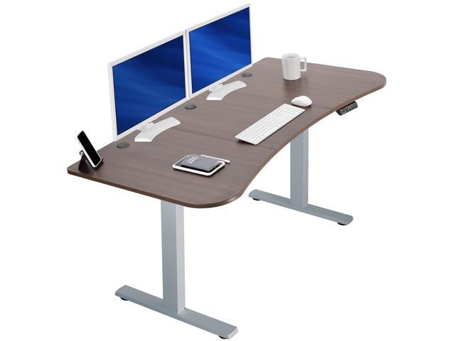VIVO Electric 63 x 32 Stand Up Desk, Dark Walnut Table Top, Gray Frame