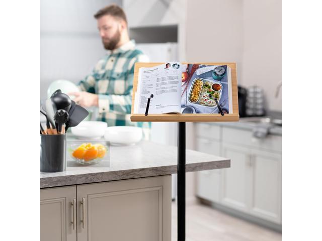 VIVO 16 inch Mobile Bamboo Book Stand for Hands Free Reading, Rolling Lectern