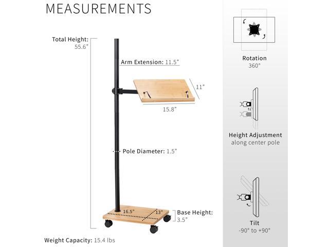 VIVO 16 inch Mobile Bamboo Book Stand for Hands Free Reading, Rolling Lectern