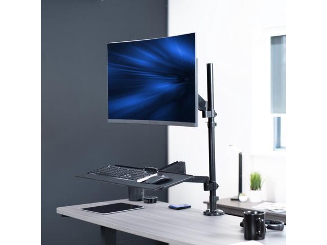 VIVO Sit-Stand Height Adjustable Pneumatic Arm Desk Mount for 1 Screen up to 32'