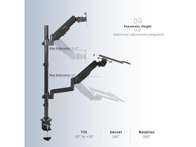 VIVO Sit-Stand Height Adjustable Pneumatic Arm Desk Mount for 1 Screen up to 32'