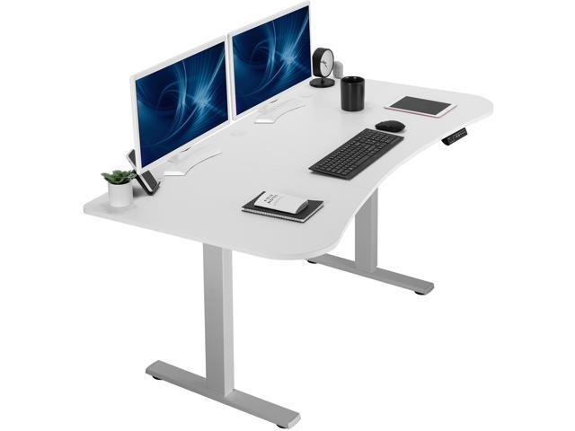 VIVO Electric 63 x 32 Stand Up Desk, White Table Top, Gray Frame