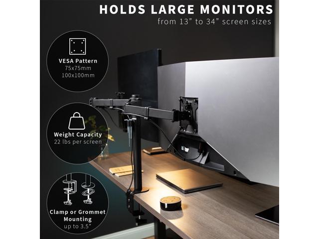 VIVO Full Motion Dual VESA Monitor Desk Mount Double Arm Joint Screens up to 34'