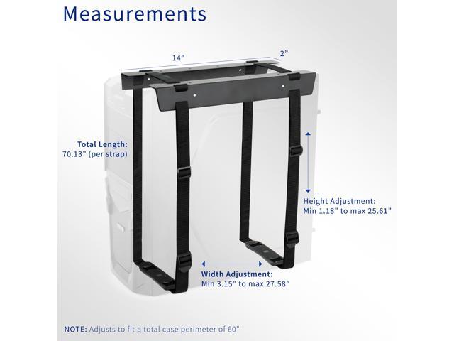 VIVO Black Under-Desk PC Adjustable Strap Mount Computer Case Holder