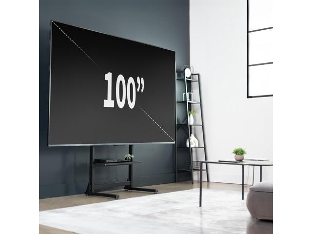 VIVO Black Heavy Duty 100' TV Screen Floor Stand with Storage Shelf