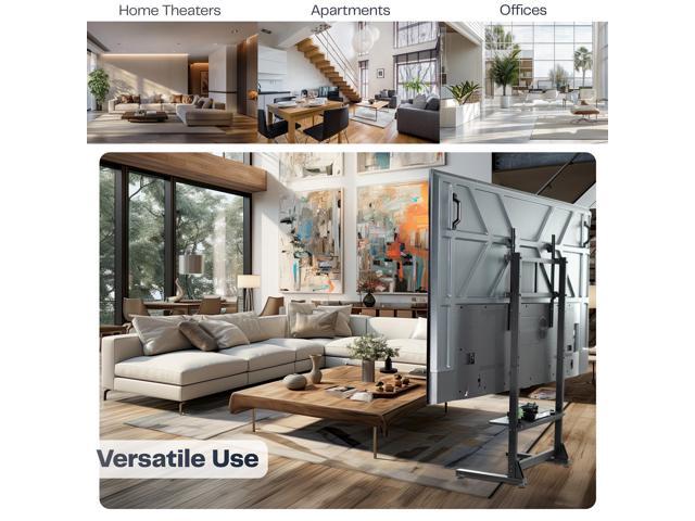VIVO Black Heavy Duty 100' TV Screen Floor Stand with Storage Shelf