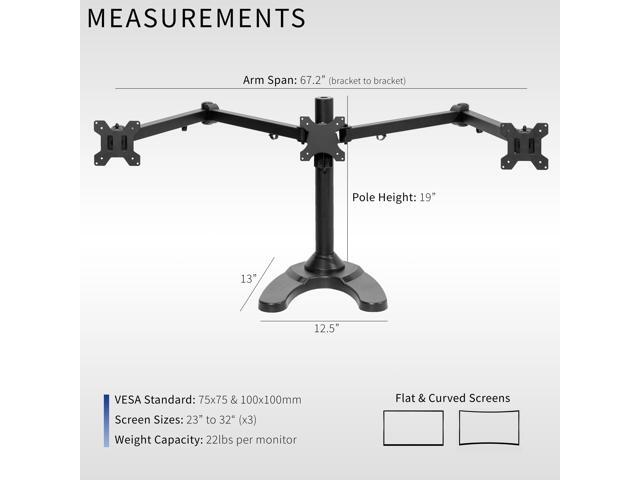 VIVO Triple Monitor Desk Stand Mount FreeStanding Adjustable 3 Screens up to 32'