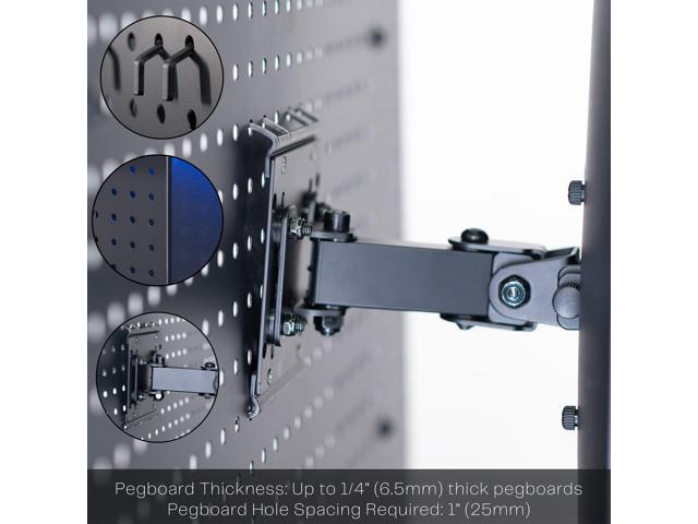 VIVO Single Computer Monitor Pegboard Mount with Arm, Fits up to 32' Screens