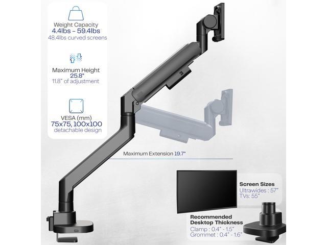 VIVO Black Pneumatic Arm Single Ultrawide Computer Monitor Desk Mount