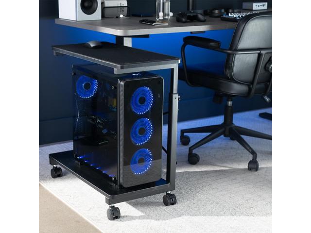 VIVO Black Mobile PC Cart with Storage, Premium Computer Tower Holder