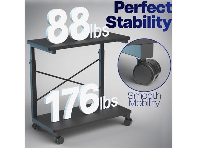 VIVO Black Mobile PC Cart with Storage, Premium Computer Tower Holder