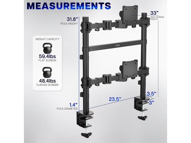 VIVO Dual Ultrawide Stacked Monitor Desk Mount, 2 Poles, 2 Screens up to 57'