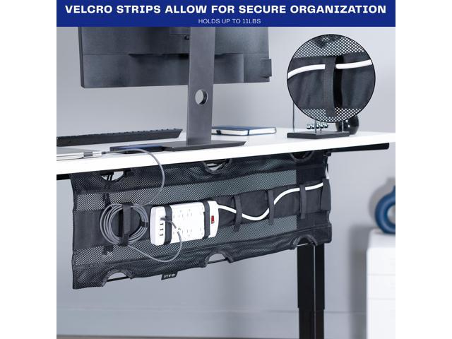VIVO Under Desk Mesh Cable Management with Power Strip Holder