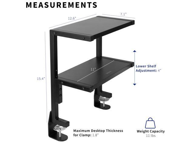 VIVO Black Clamp-on 13' Above or Below Desk 2-Tier Shelving Unit, Desk Organizer