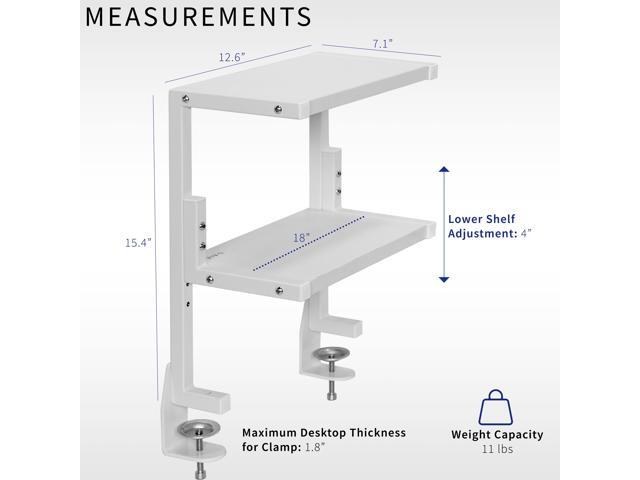 VIVO White Clamp-on 13' Above or Below Desk 2-Tier Shelving Unit, Desk Organizer