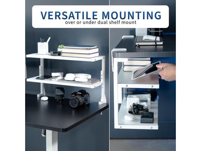 VIVO White Clamp-on 24' Above or Below Desk 2-Tier Shelving Unit, Desk Organizer