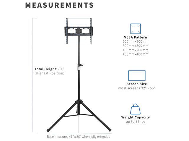 VIVO Black Tripod 32' to 55' TV Display Floor Stand Height Adjustable Mount