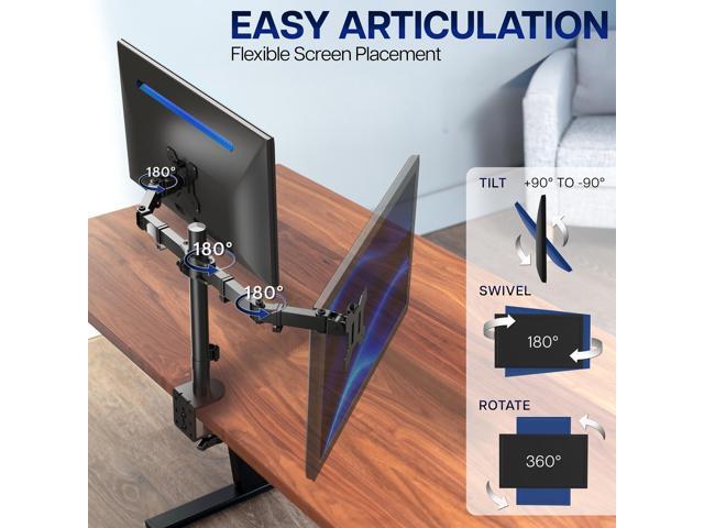 VIVO Black Dual Monitor Adjustable Desk Mount, Fits Screens up to 24'