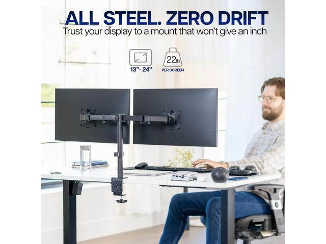 VIVO Black Dual Monitor Adjustable Desk Mount, Fits Screens up to 24'