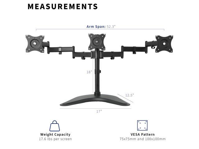 VIVO Triple Monitor Mount Adjustable Desk Free Stand for 3 LCD Screens upto 24'