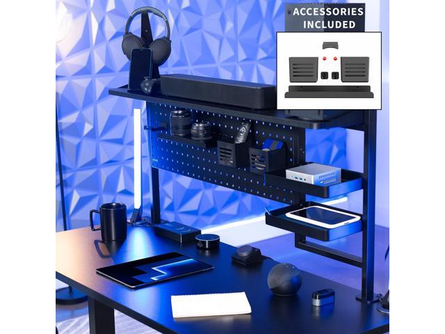 VIVO Black Steel Clamp-on 46' Multi-Purpose Pegboard Organizer