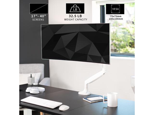 VIVO White Single 40' Ultrawide Computer Monitor Desk Mount, Pneumatic Spring