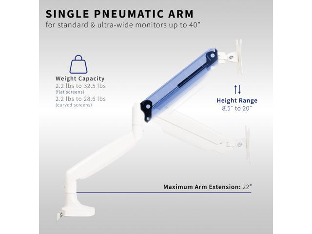 VIVO White Single 40' Ultrawide Computer Monitor Desk Mount, Pneumatic Spring
