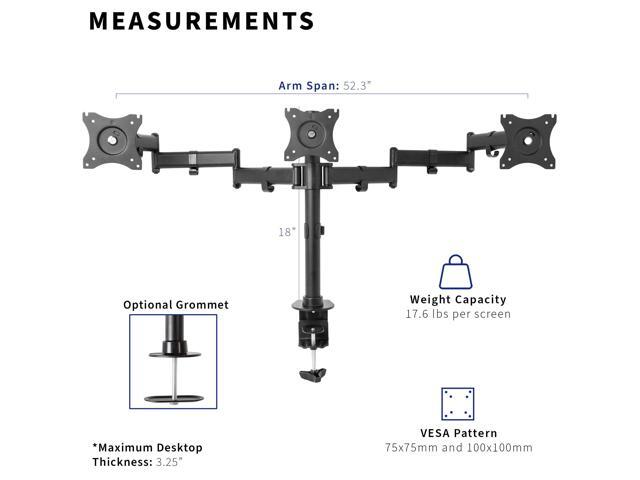 VIVO Triple Monitor Adjustable Mount Articulating Stand for 3 Screens up to 24'