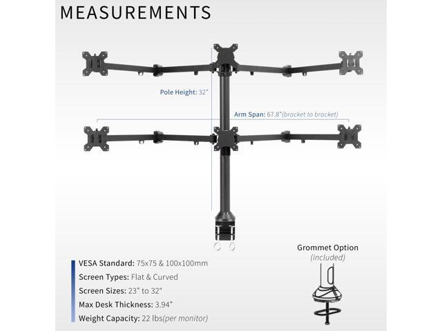 VIVO Steel Hex Monitor Desk Mount Adjustable Stand Six (6) Screens up to 32'