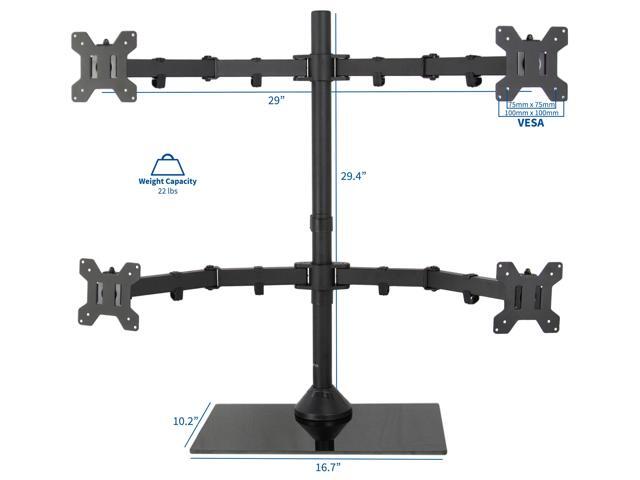 VIVO Quad Monitor Desk Stand Mount Freestanding Glass Base 4 Screens up to 27'