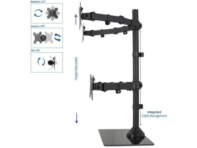 VIVO Quad Monitor Desk Stand Mount Freestanding Glass Base 4 Screens up to 27'