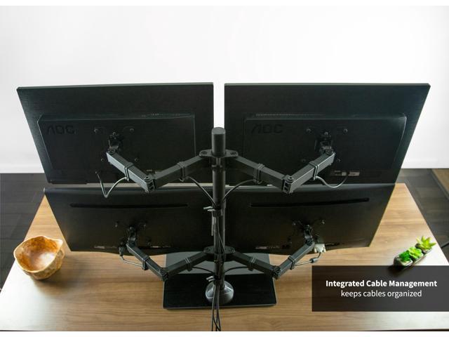 VIVO Quad Monitor Desk Stand Mount Freestanding Glass Base 4 Screens up to 27'
