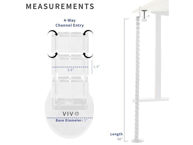 VIVO White Clamp-on Vertebrae Cable Management Kit, Desk 4 Entry Wire Organizer