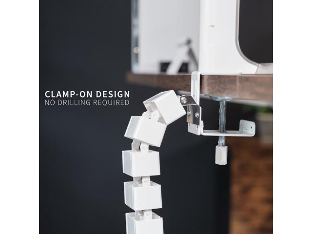VIVO White Clamp-on Vertebrae Cable Management Kit, Desk 4 Entry Wire Organizer